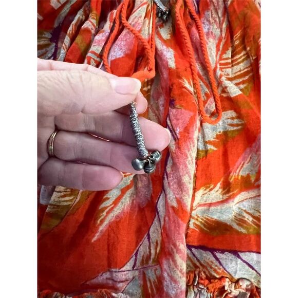 Free People Women's S Orange Floral Halter Backless Dress Summer Casual - Picture 5 of 9